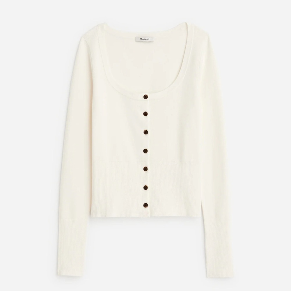 Madewell The Signature Knit Scoopneck Cardigan in Winter White